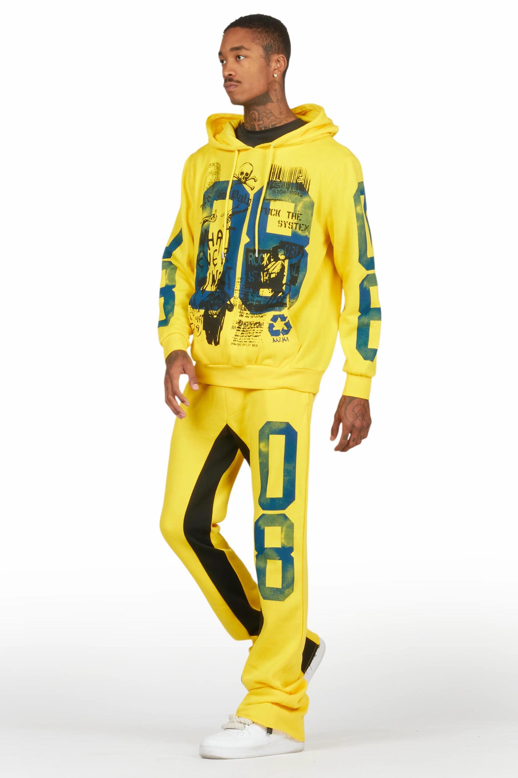 Grill Yellow Hoodie Baggy Track Pant Set Male Product Image