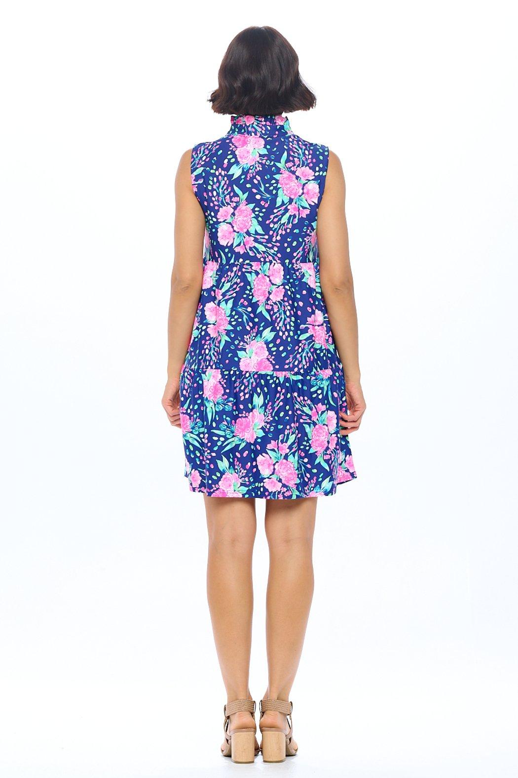 Navy Floral Tiered Dress Product Image
