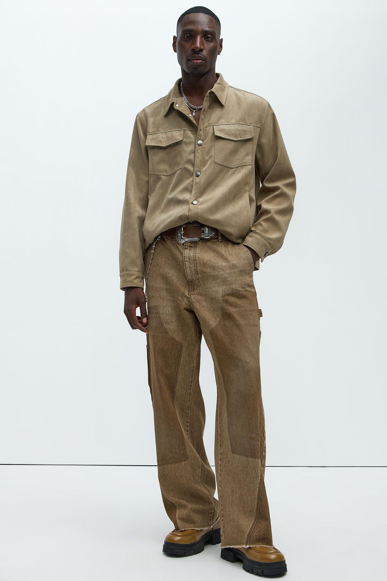 Faux Suede Shirt Jacket - Tan Product Image