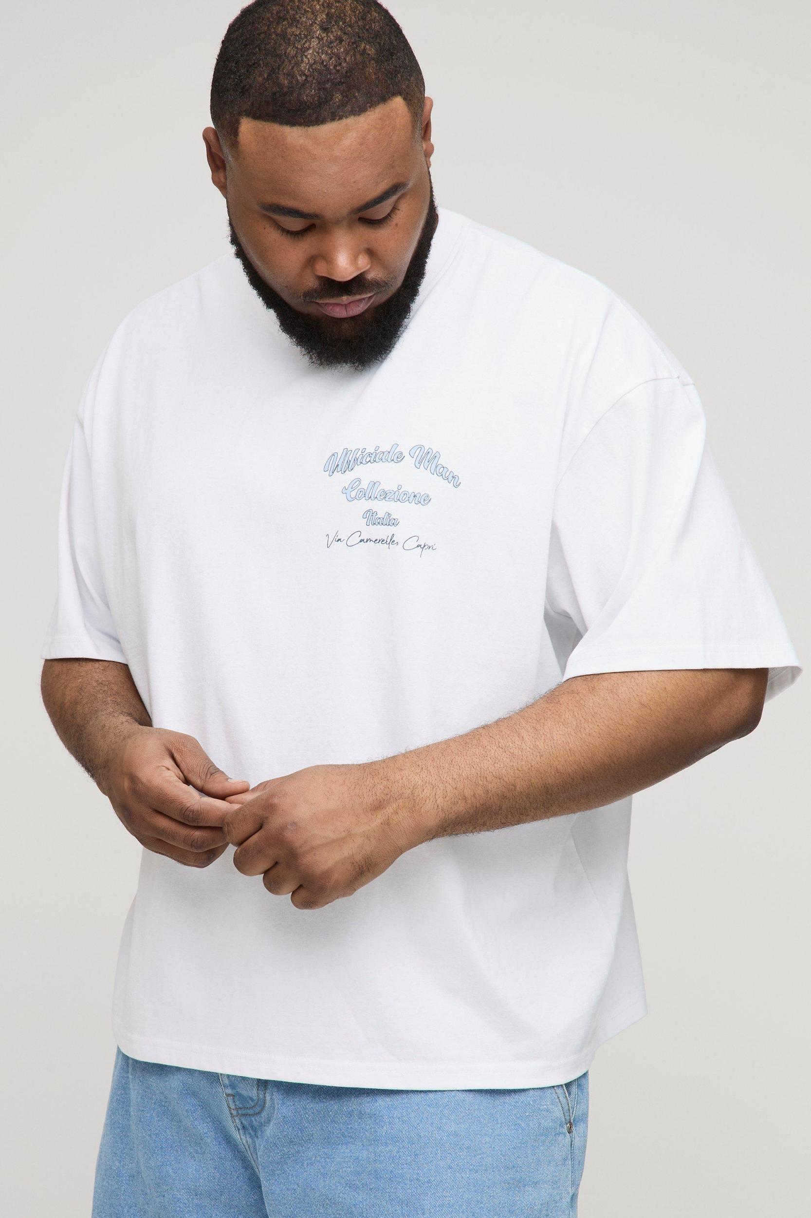 Plus Oversized Boxy 3D Embroidered T-Shirt | boohooMAN USA Product Image