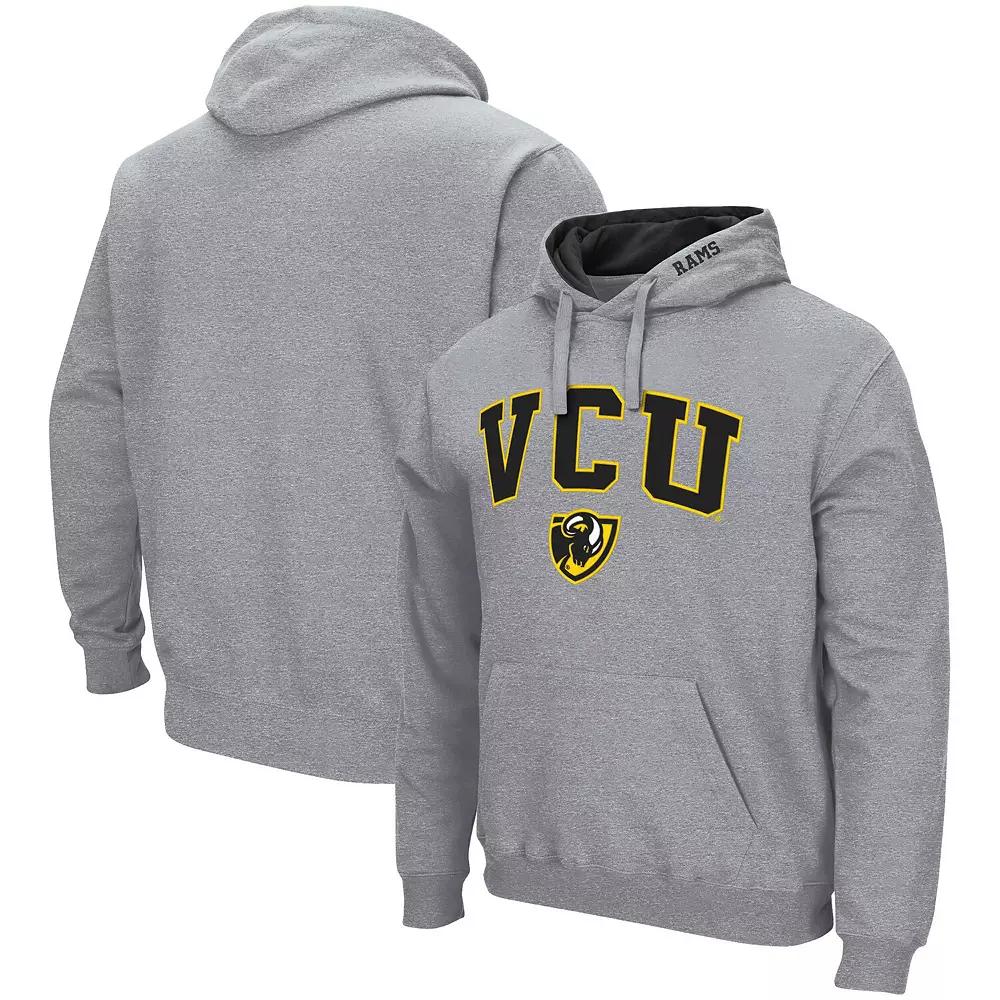 Men's Colosseum Heathered Gray VCU Rams Arch and Logo Pullover Hoodie,  Product Image