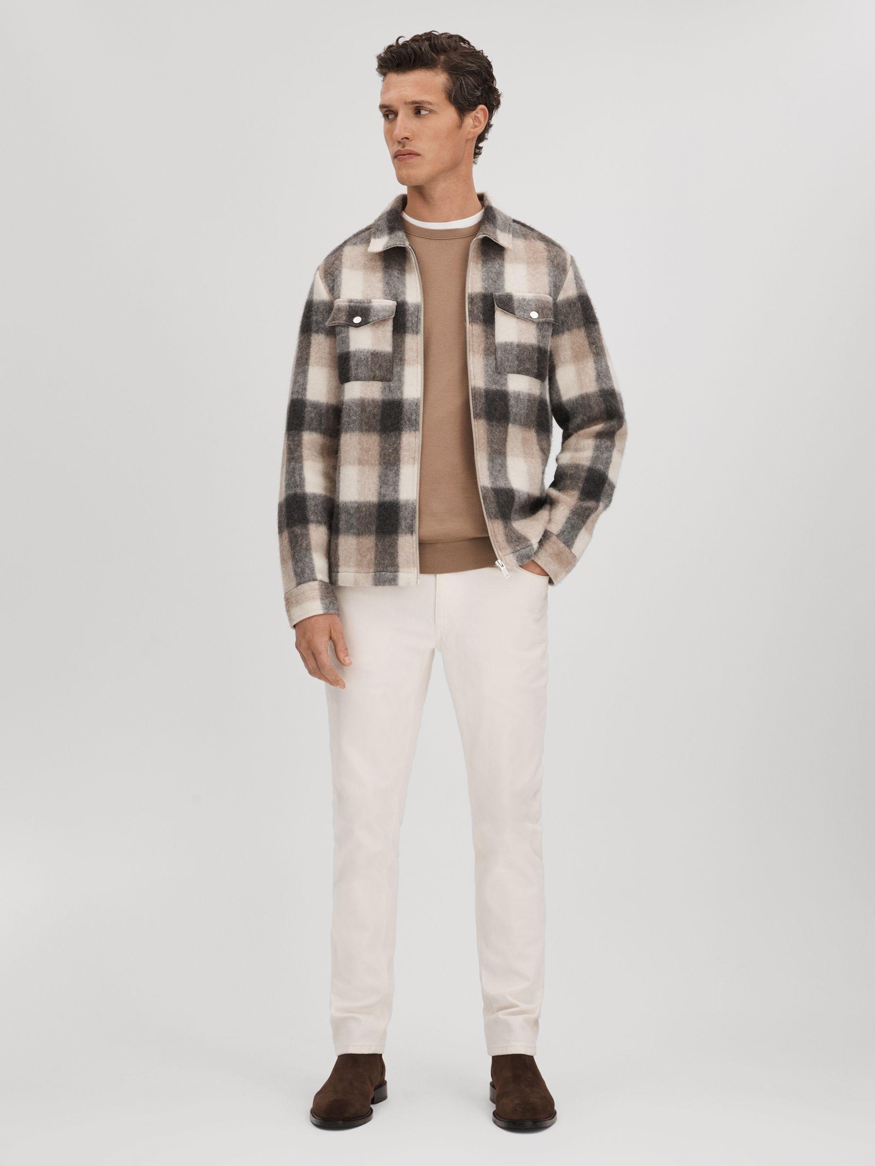 Brushed Check Overshirt in Oatmeal/Grey Product Image