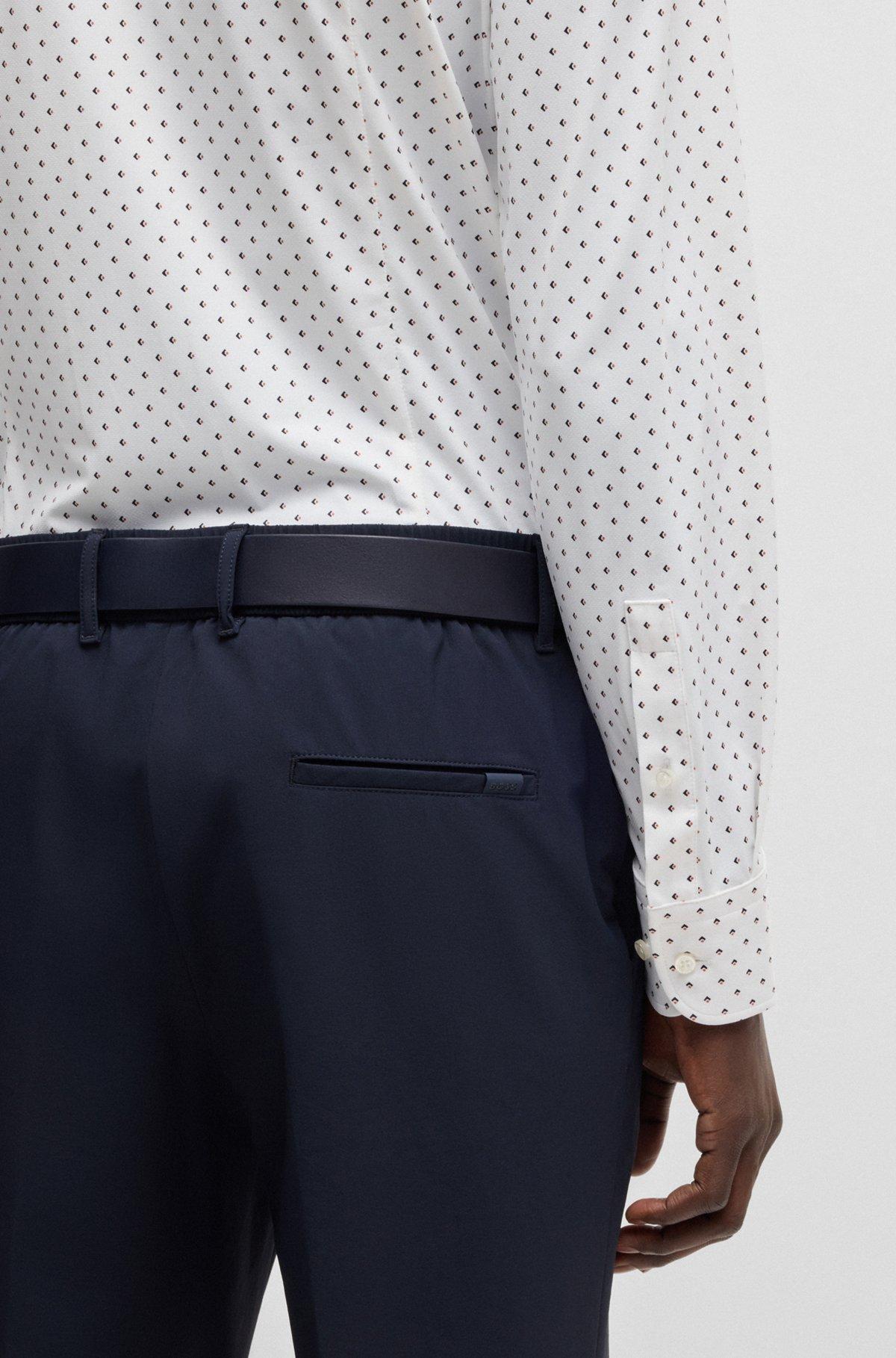 Slim-fit shirt in geometric-print performance-stretch fabric Product Image