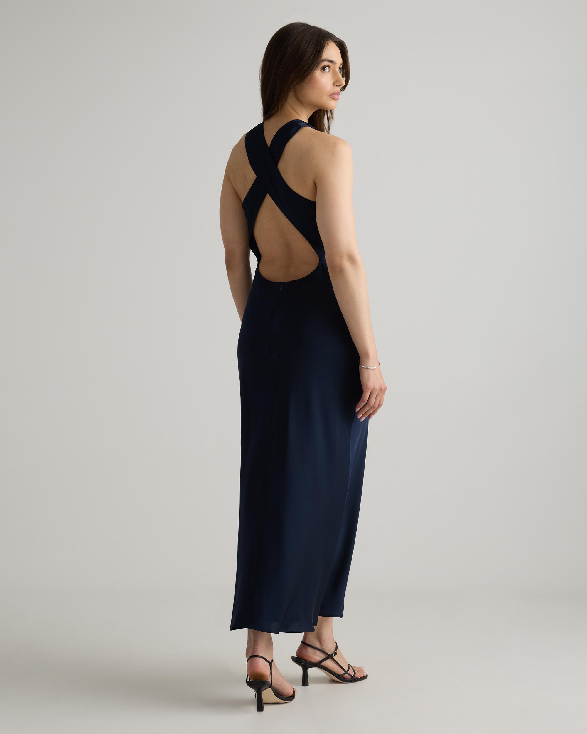 Quince | Women's Washable Stretch Silk High Neck Midi Dress Mulberry Silk Product Image