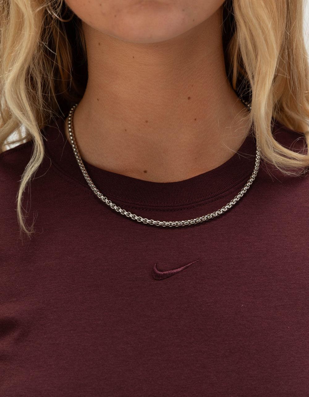 NIKE Sportswear Chill Knit Womens Crop Tee - BURGUNDY Product Image