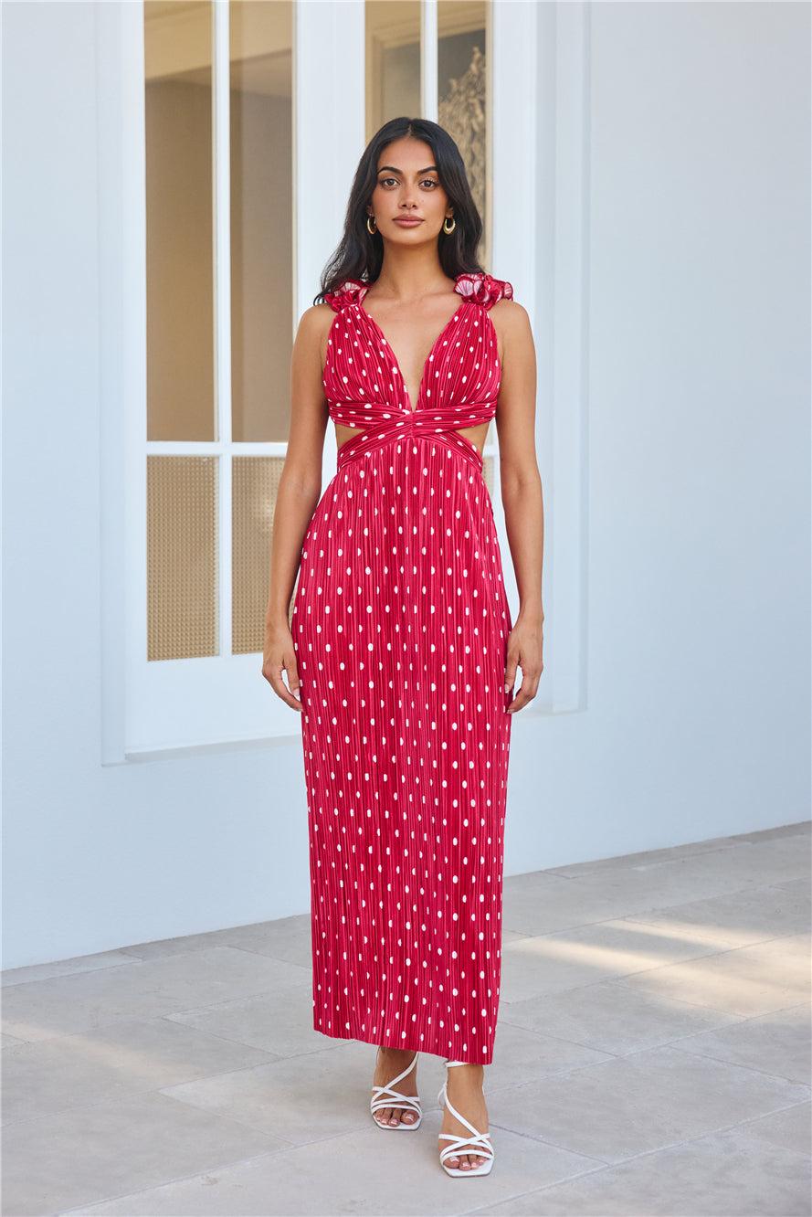 Romance Here Plisse Maxi Dress Red Product Image