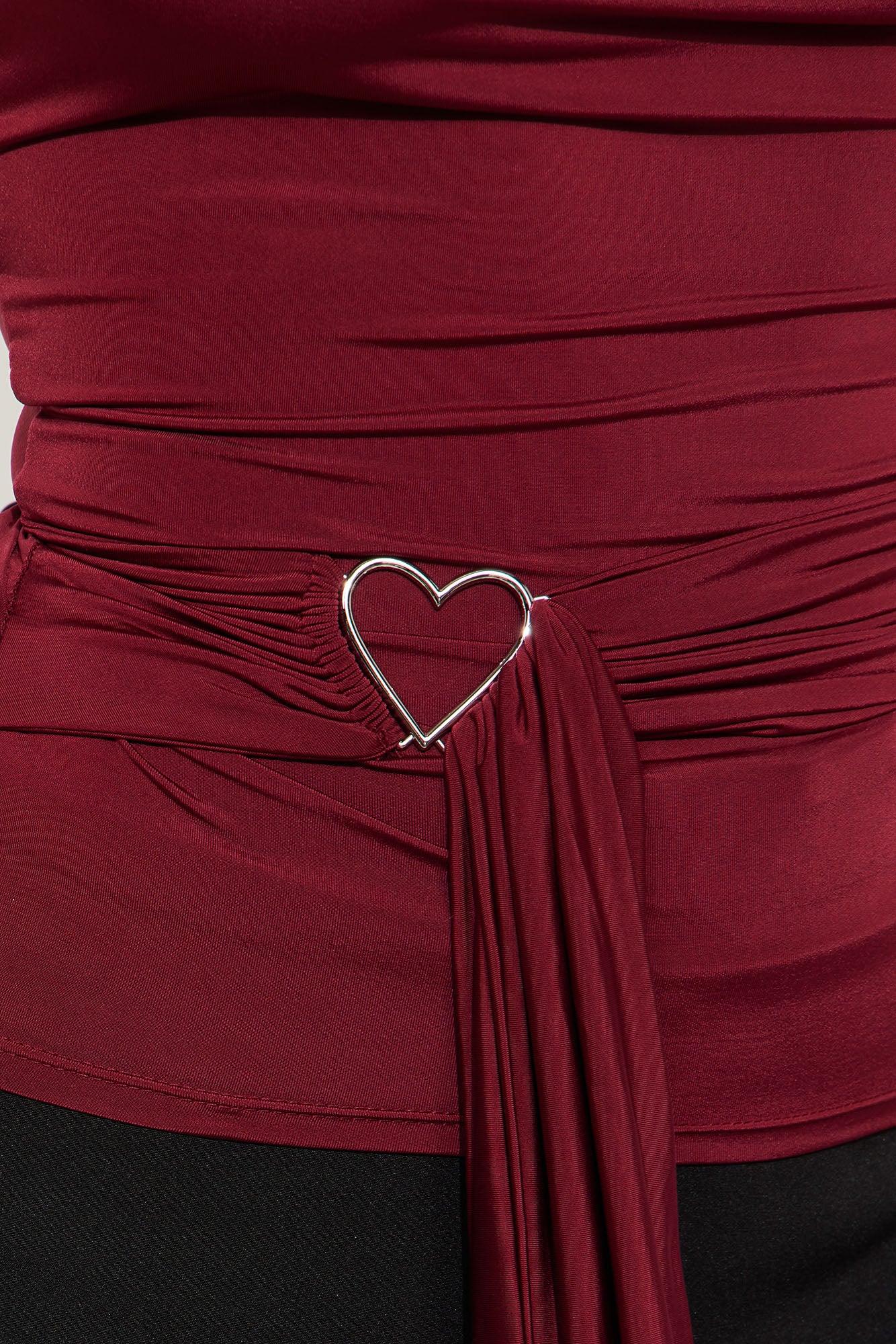 Kenna Ruched Cowl Neck Halter Top - Burgundy Product Image