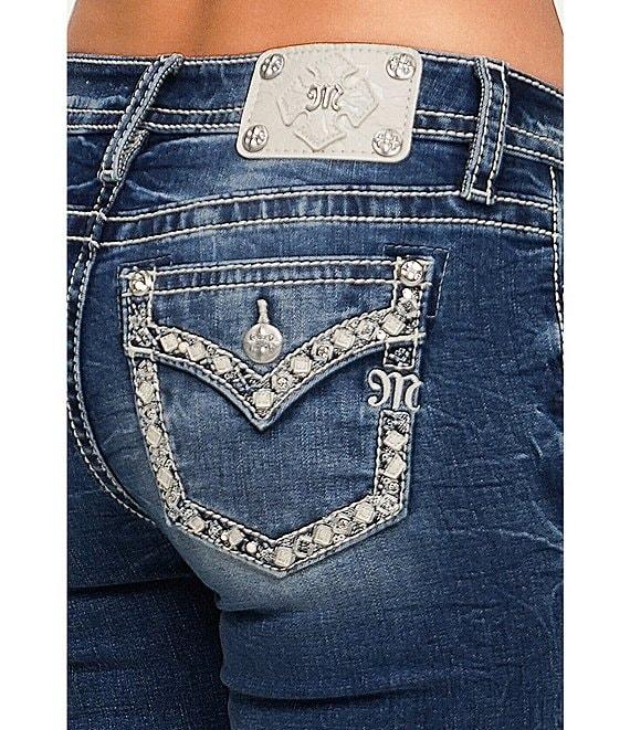 Miss Me Mid Rise Bootcut Embellished Pocket Jeans Product Image