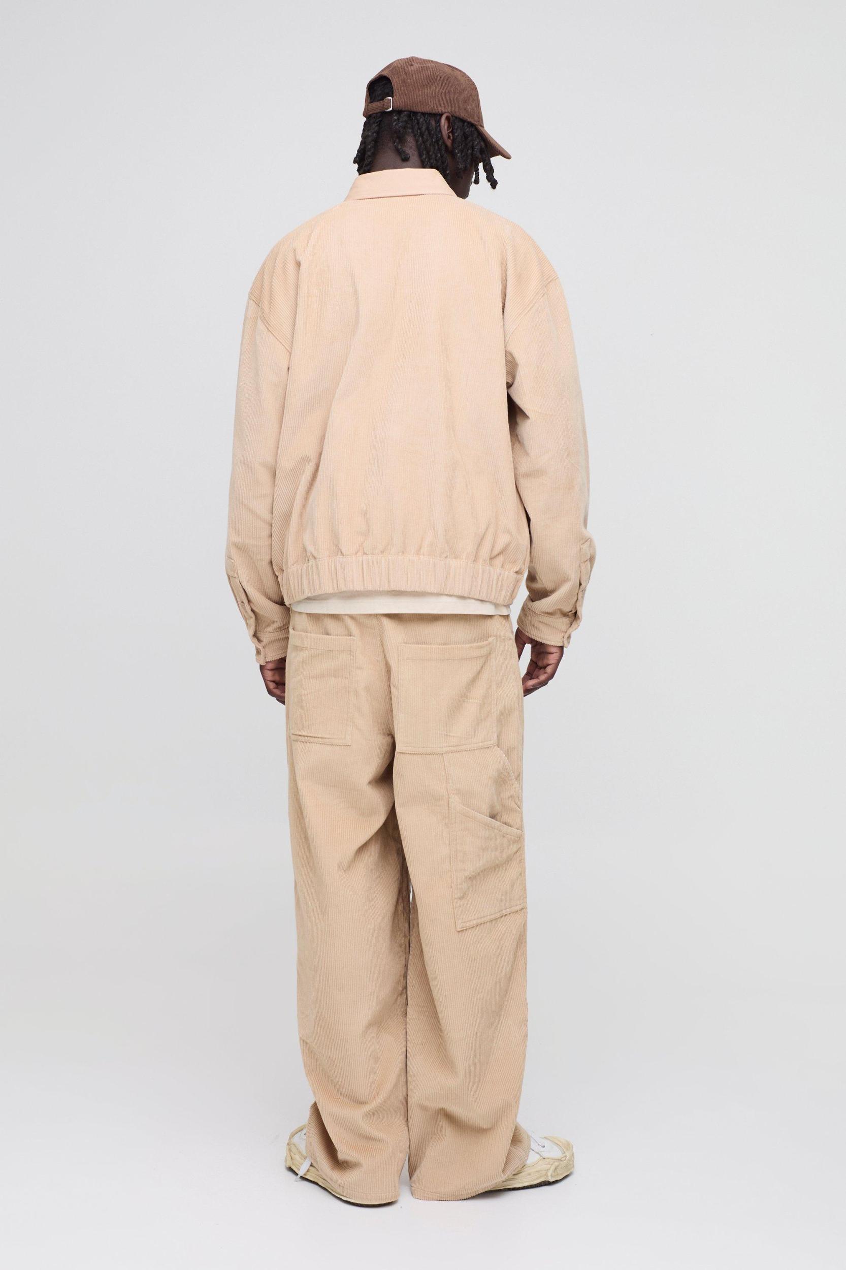 Oversized Boxy Varsity Badge Corduroy Bomber Jacket | boohooMAN USA Product Image