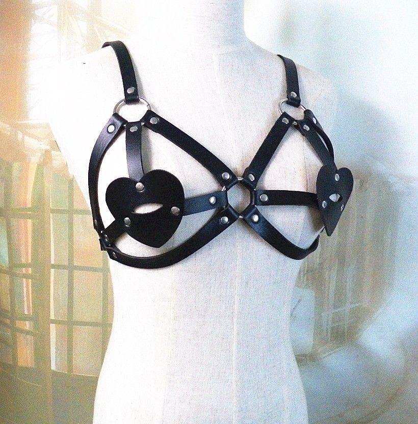 Heart Faux Leather Body Harness Lingerie Costume Product Image