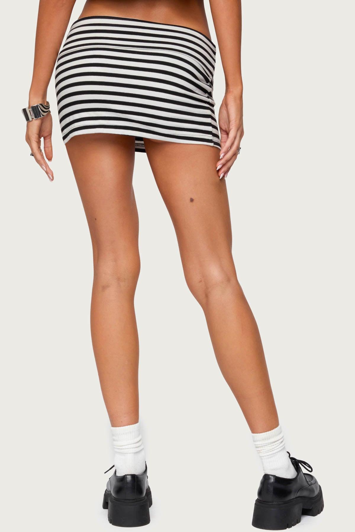 Rylan Striped Fold Over Mini Skort Product Image