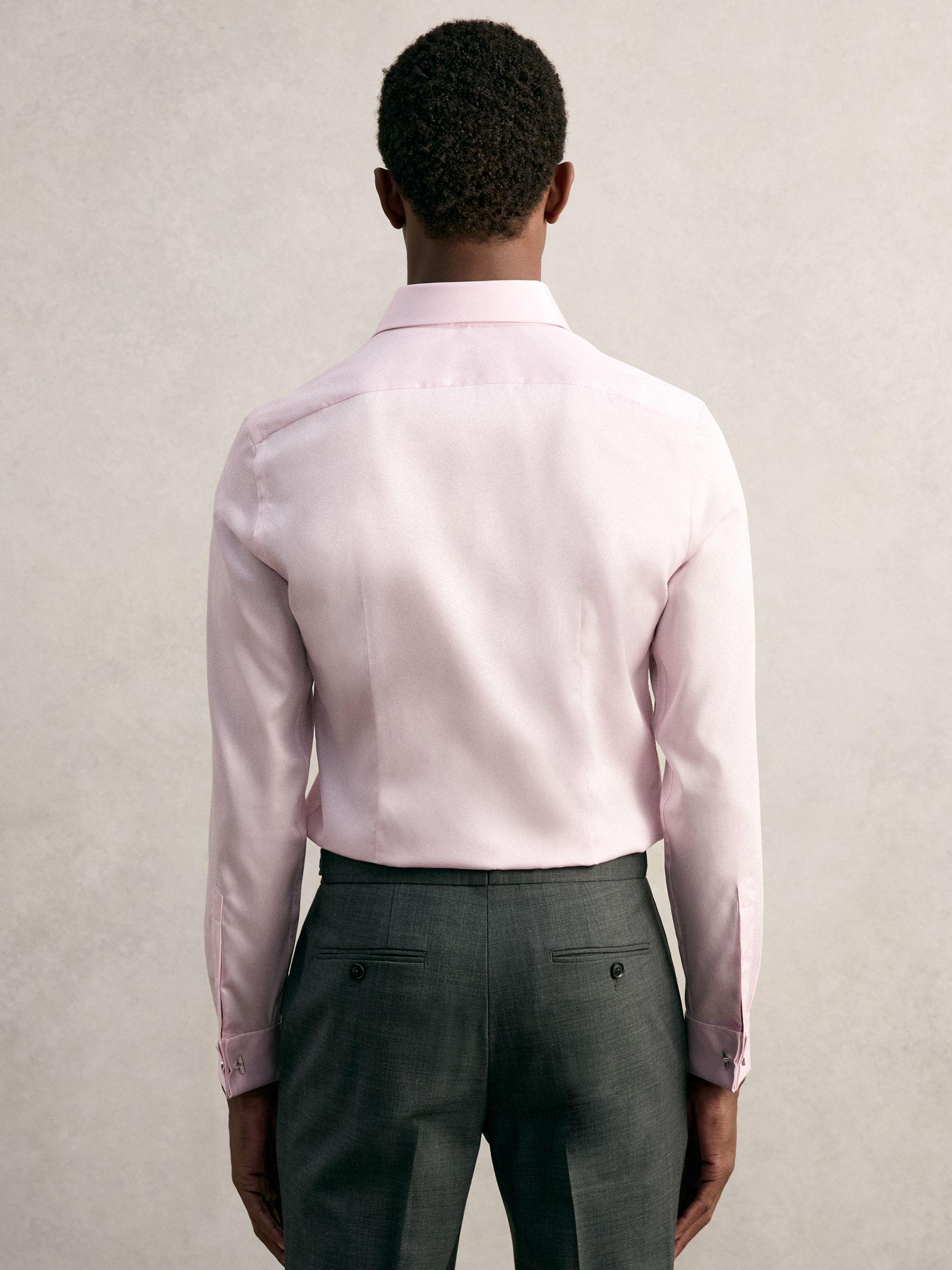 Slim-Fit Cotton-Sateen Shirt in Pink Product Image