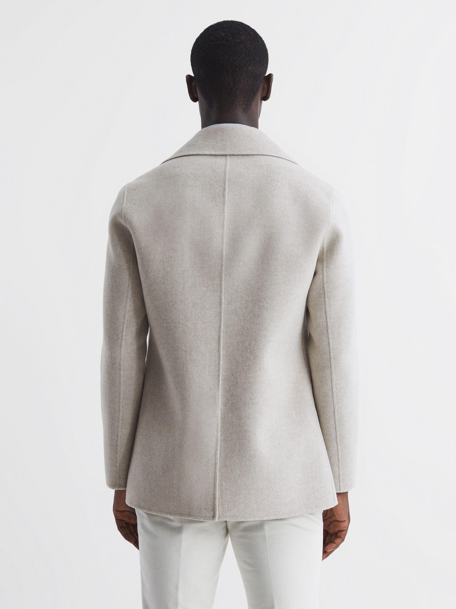 Wool Blend Double Breasted Coat in Oatmeal Product Image