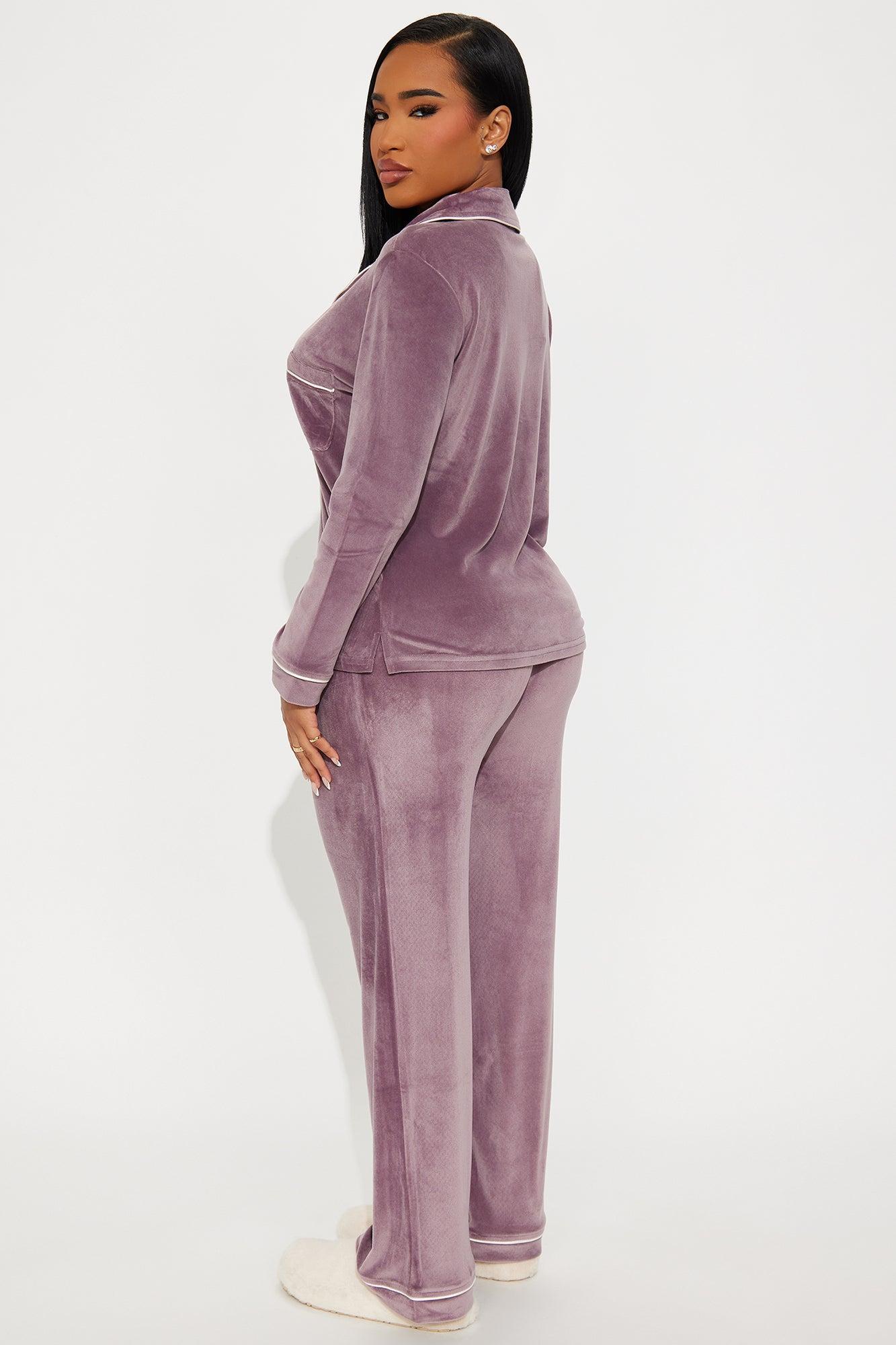 Head In The Clouds Velvet PJ Pant Set - Purple Female Product Image