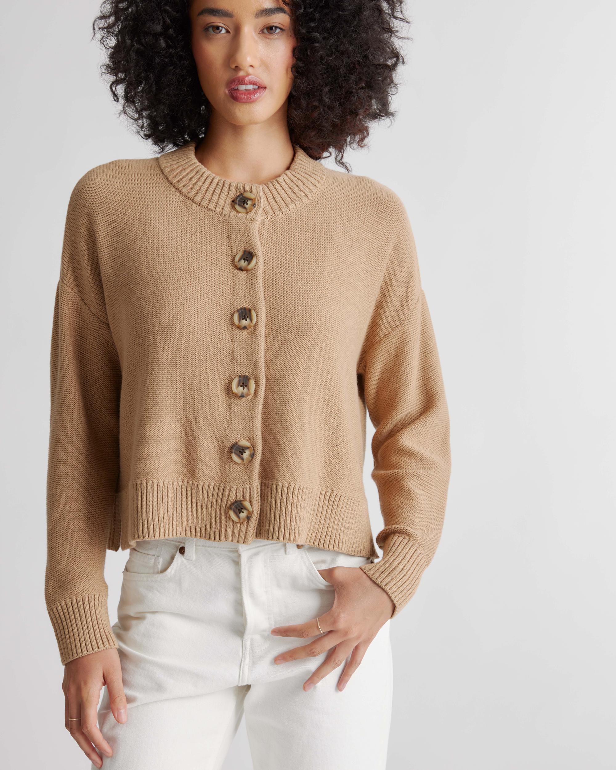 Quince | Women's Cropped Cardigan Sweater Size XL, Organic Cotton Product Image