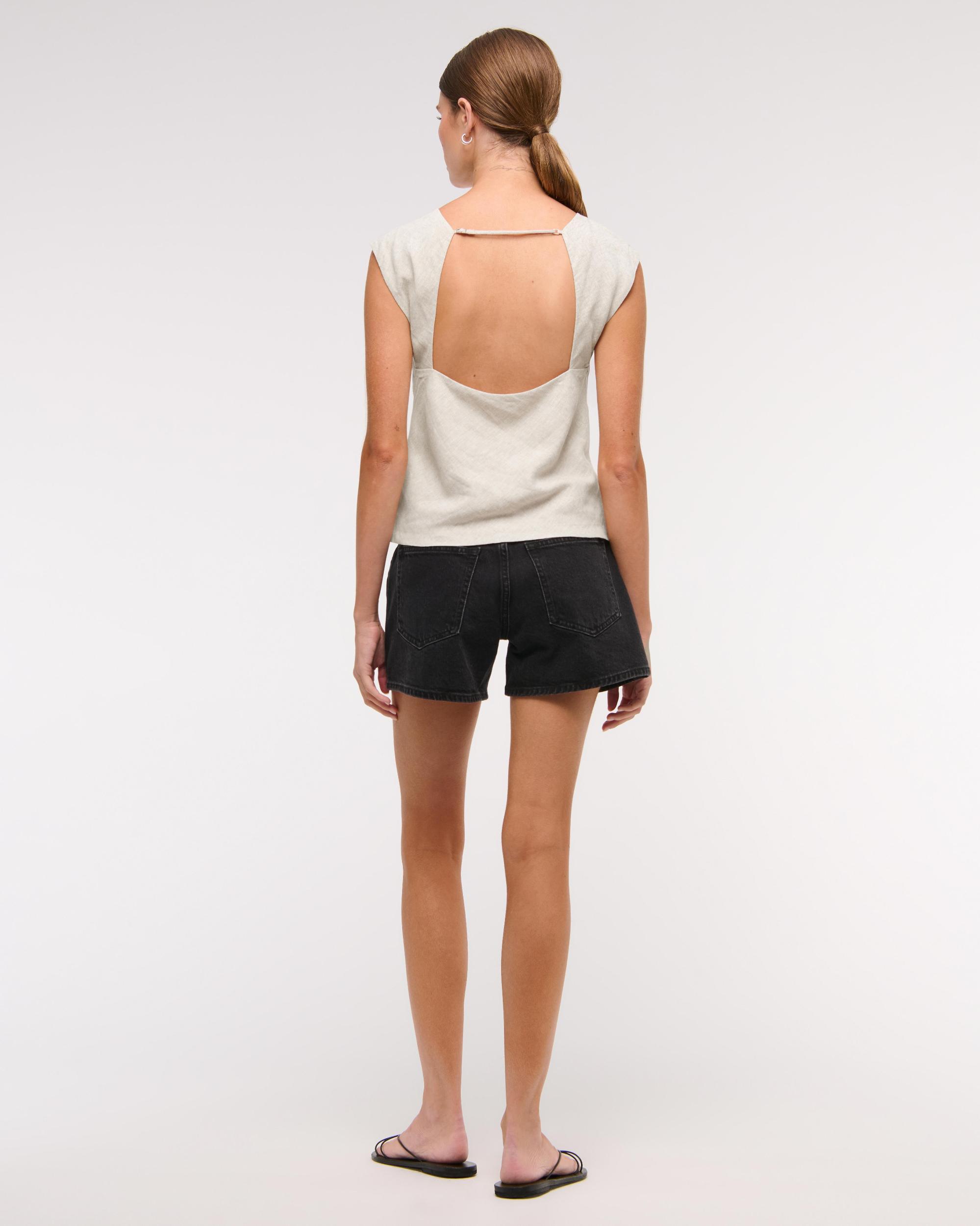 Linen-Blend Skimming Shell Top Product Image