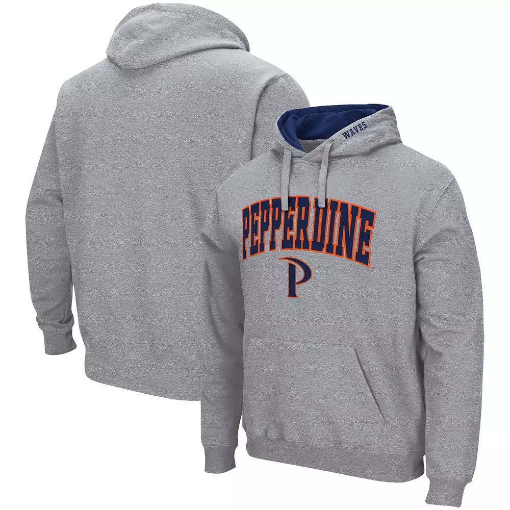 Men's Colosseum Heathered Gray Pepperdine Waves Arch and Logo Pullover Hoodie,  Product Image