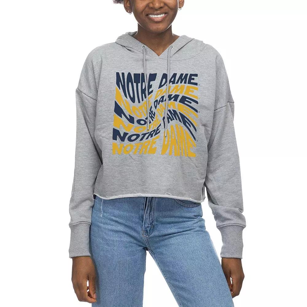 Women's ZooZatz Gray Notre Dame Fighting Irish Swirl Cropped Pullover Hoodie,  Product Image