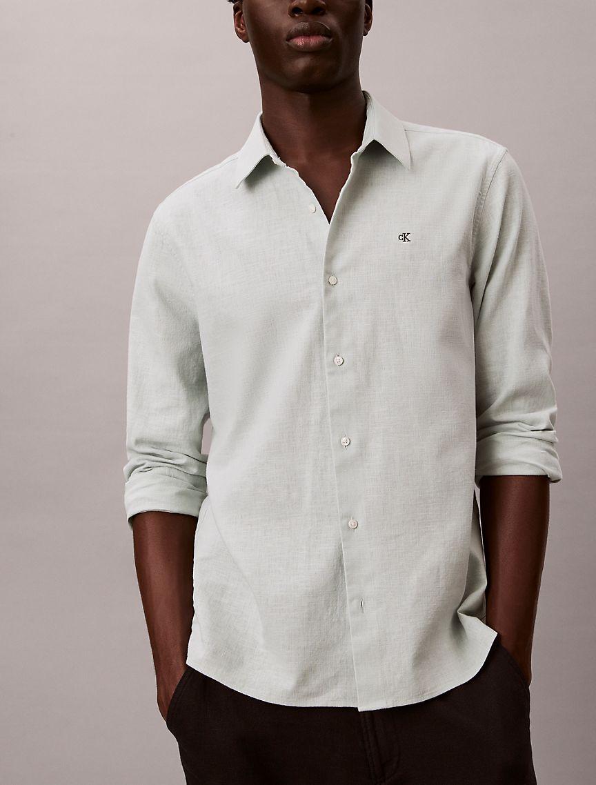 Linen Cotton Classic Button-Down Shirt Product Image