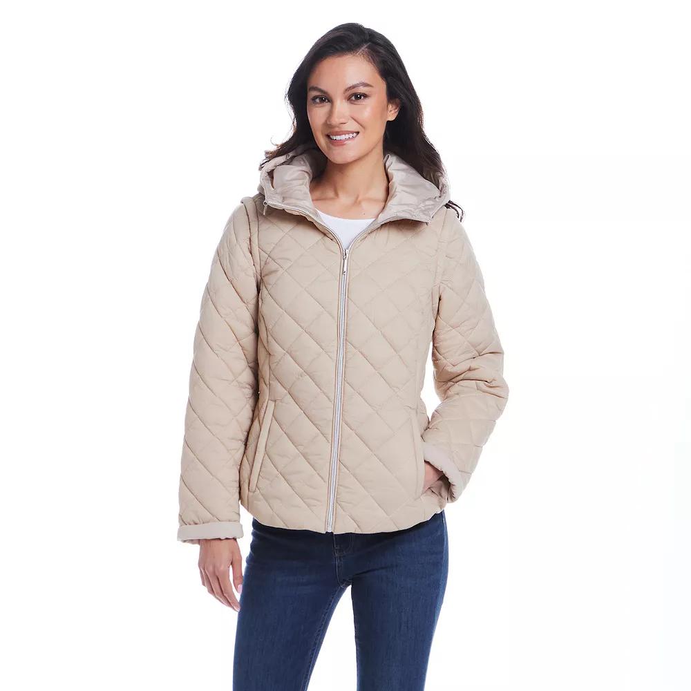 Women's Weathercast 2-in-1 Quilted Hooded Jacket with Zip Off Sleeves,  Product Image