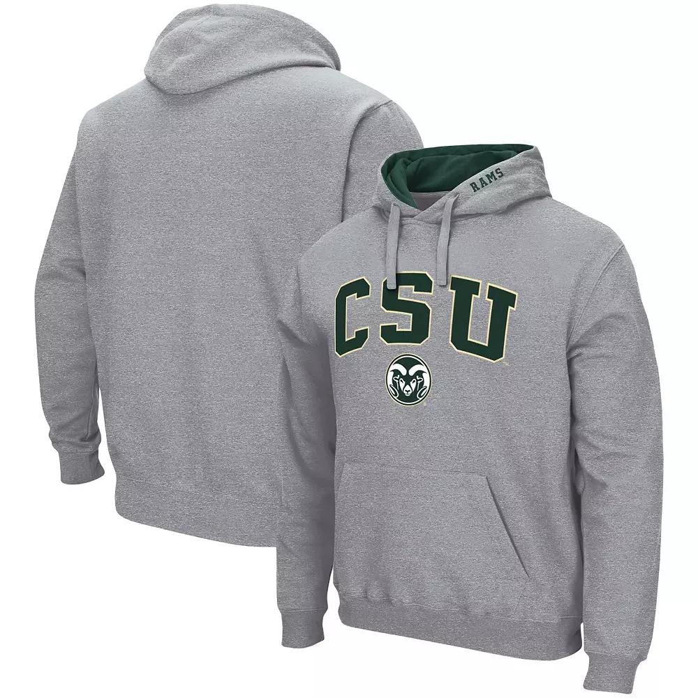 Men's Colosseum Heathered Gray Colorado State Rams Arch and Logo Pullover Hoodie,  Product Image