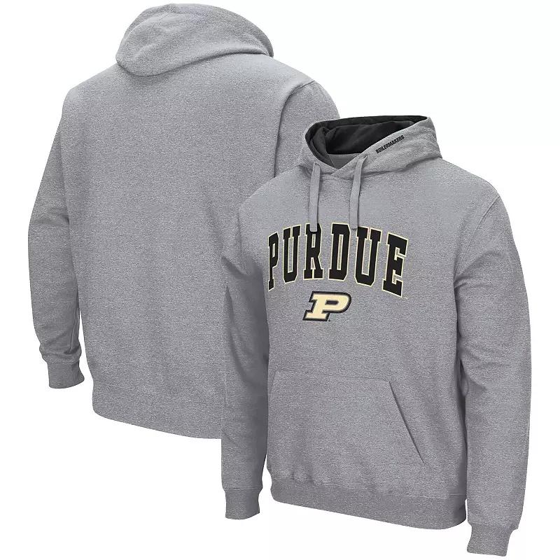 Men's Colosseum Heather Gray Purdue Boilermakers Arch & Logo 3.0 Pullover Hoodie,  Product Image