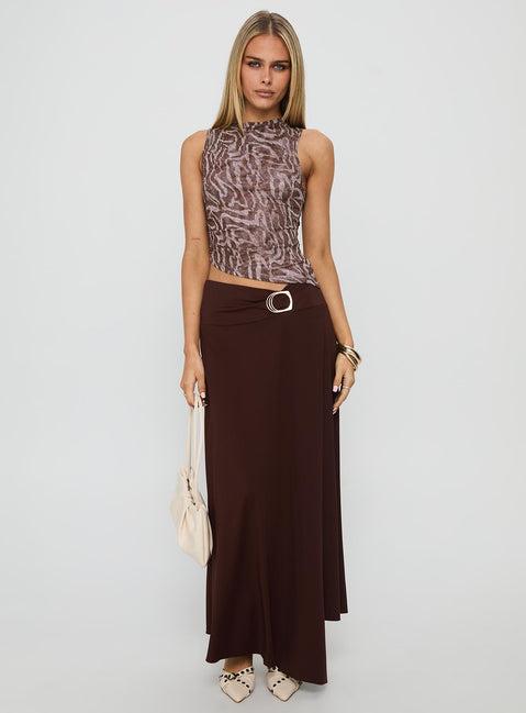 Nola Hardware Slit Maxi Skirt Brown Product Image