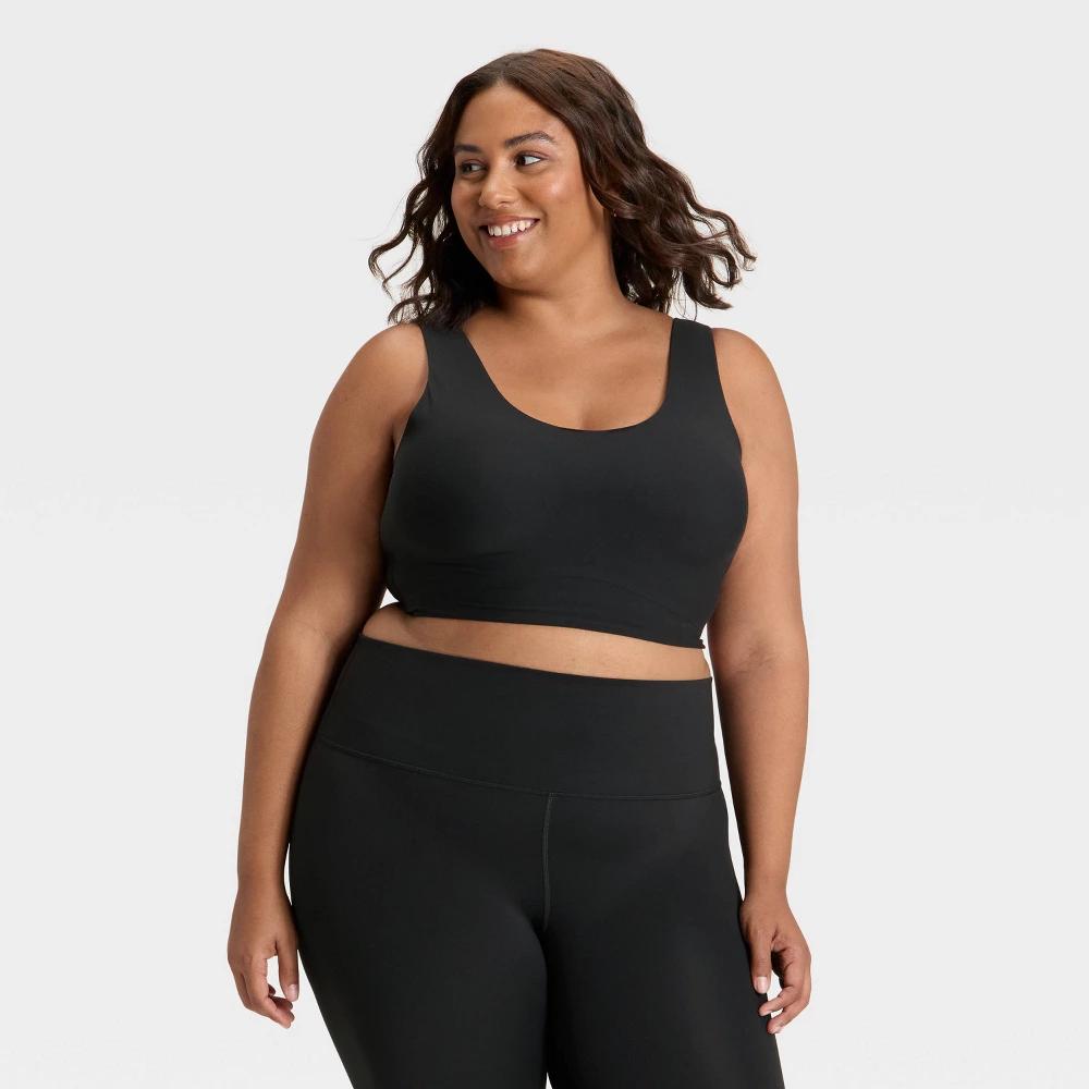 Women's Everyday Soft Medium Support Longline Sports Bra - All In Motion™ Black M: Moisture Wicking, Quick Drying Product Image