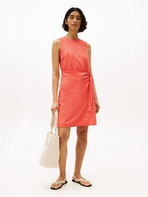 Sleeveless Linen-Blend Faux Wrap Dress Product Image