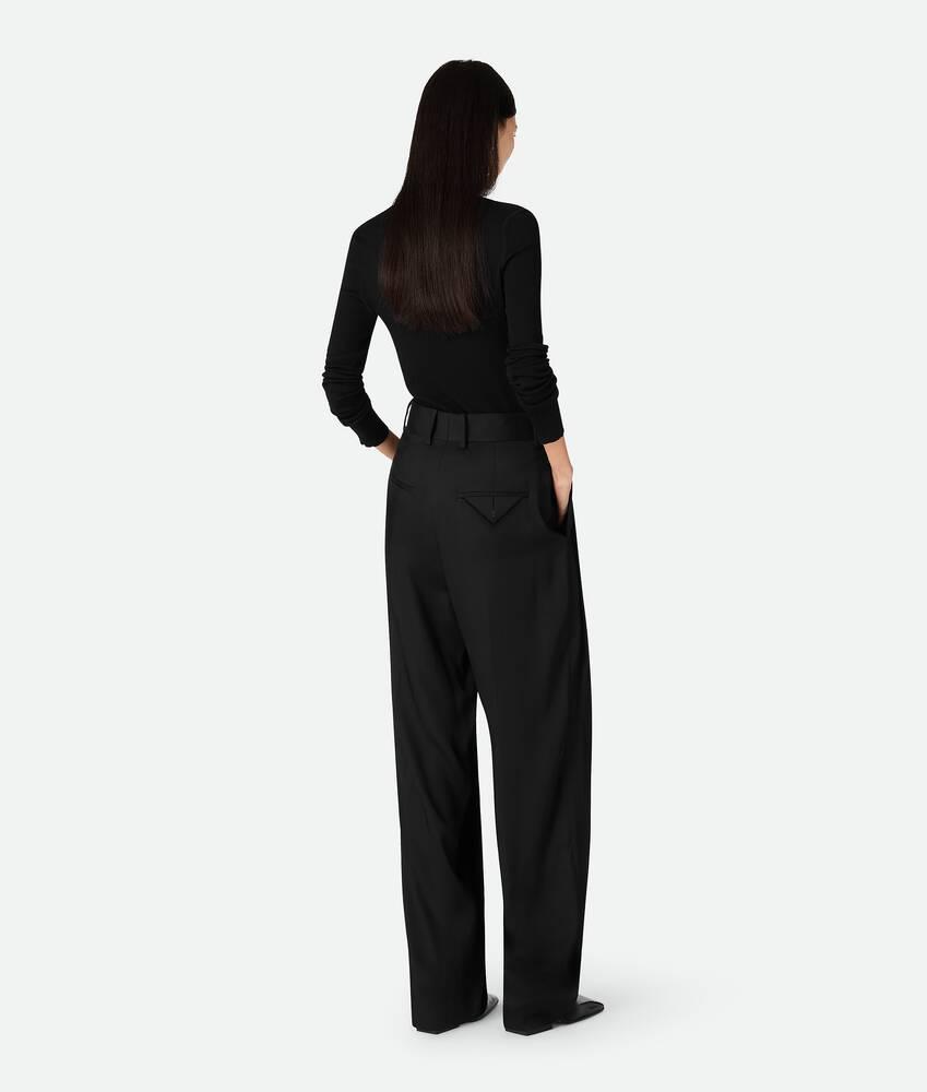 Women's Viscose And Silk Twill Straight Trousers in Black Product Image