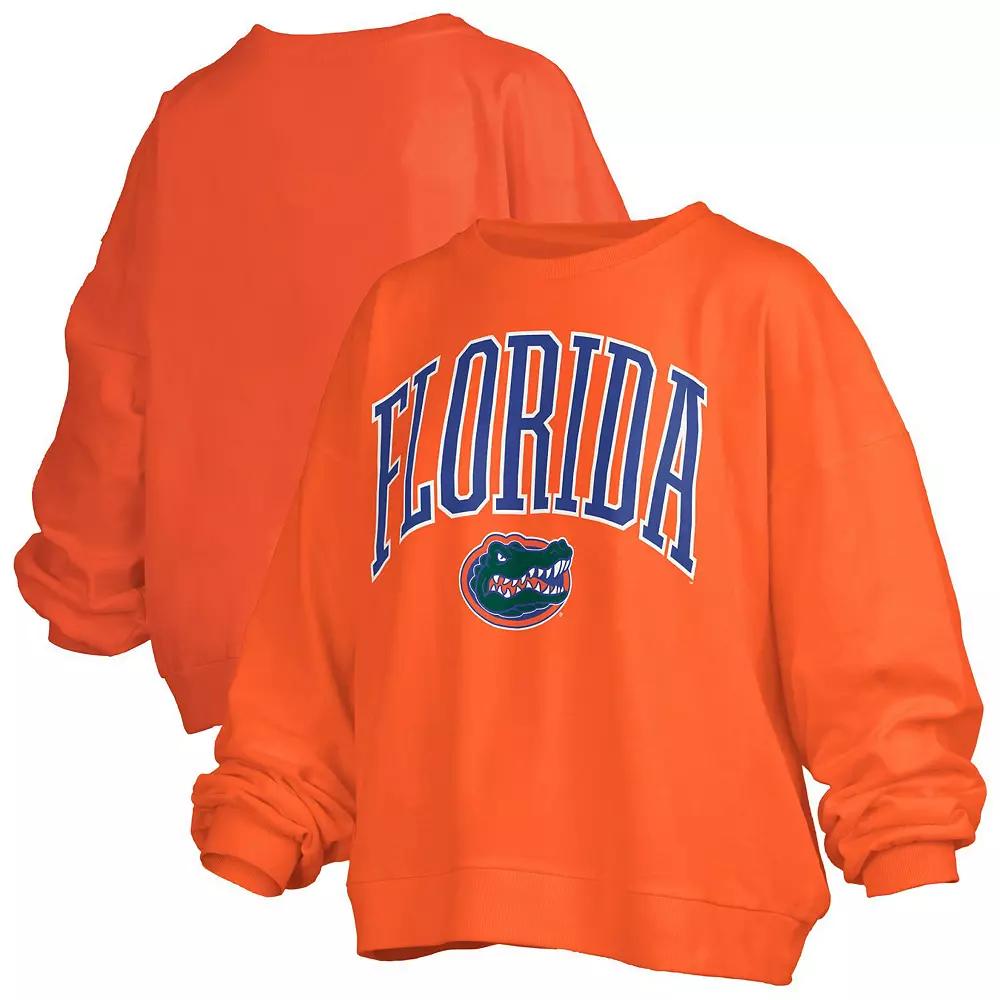 Women's Pressbox Orange Florida Gators Janise Arch Over Logo Waist Length Oversized Pullover Sweatshirt, Size: 2XL Product Image