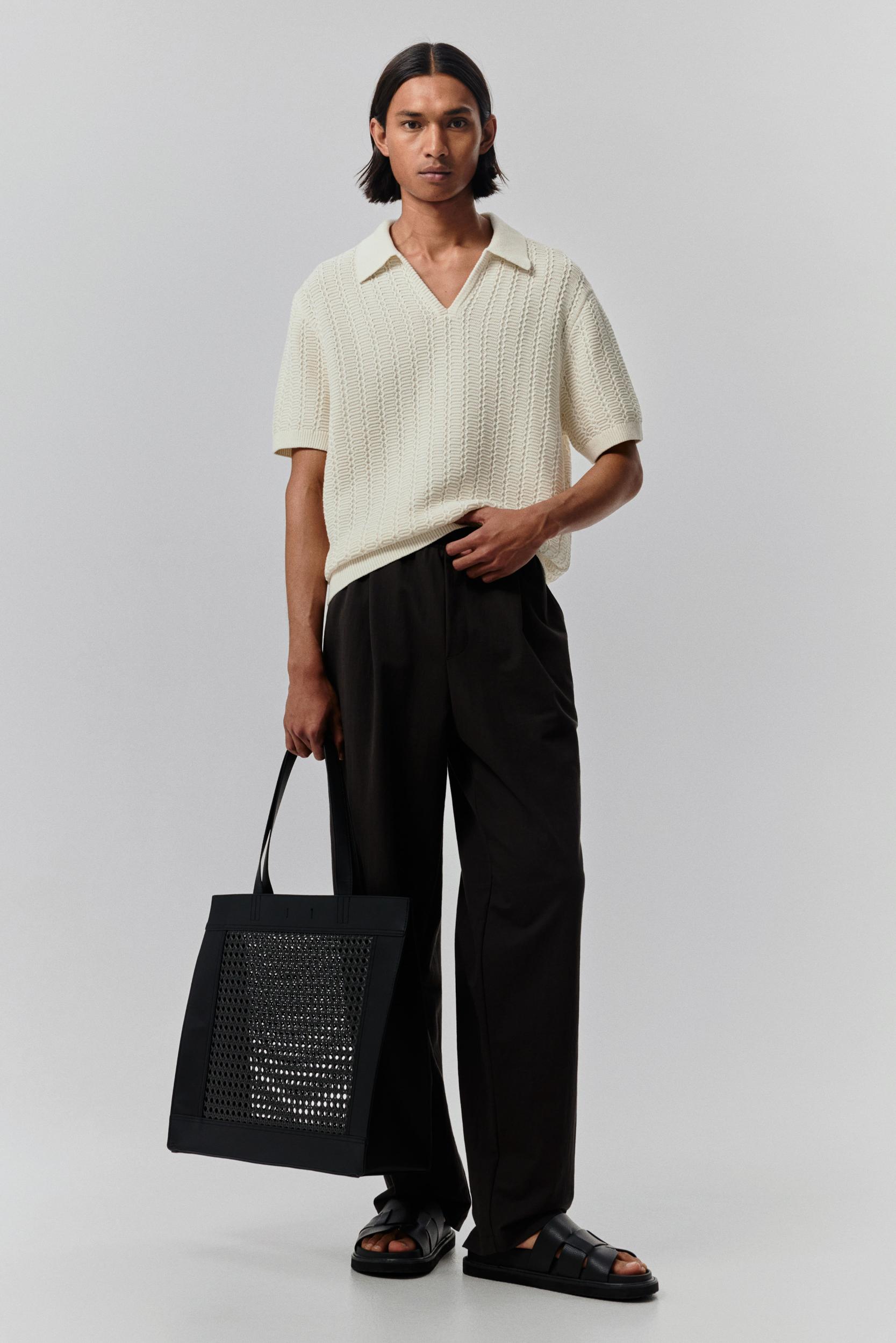 Regular-Fit Textured-Knit Polo Shirt Product Image