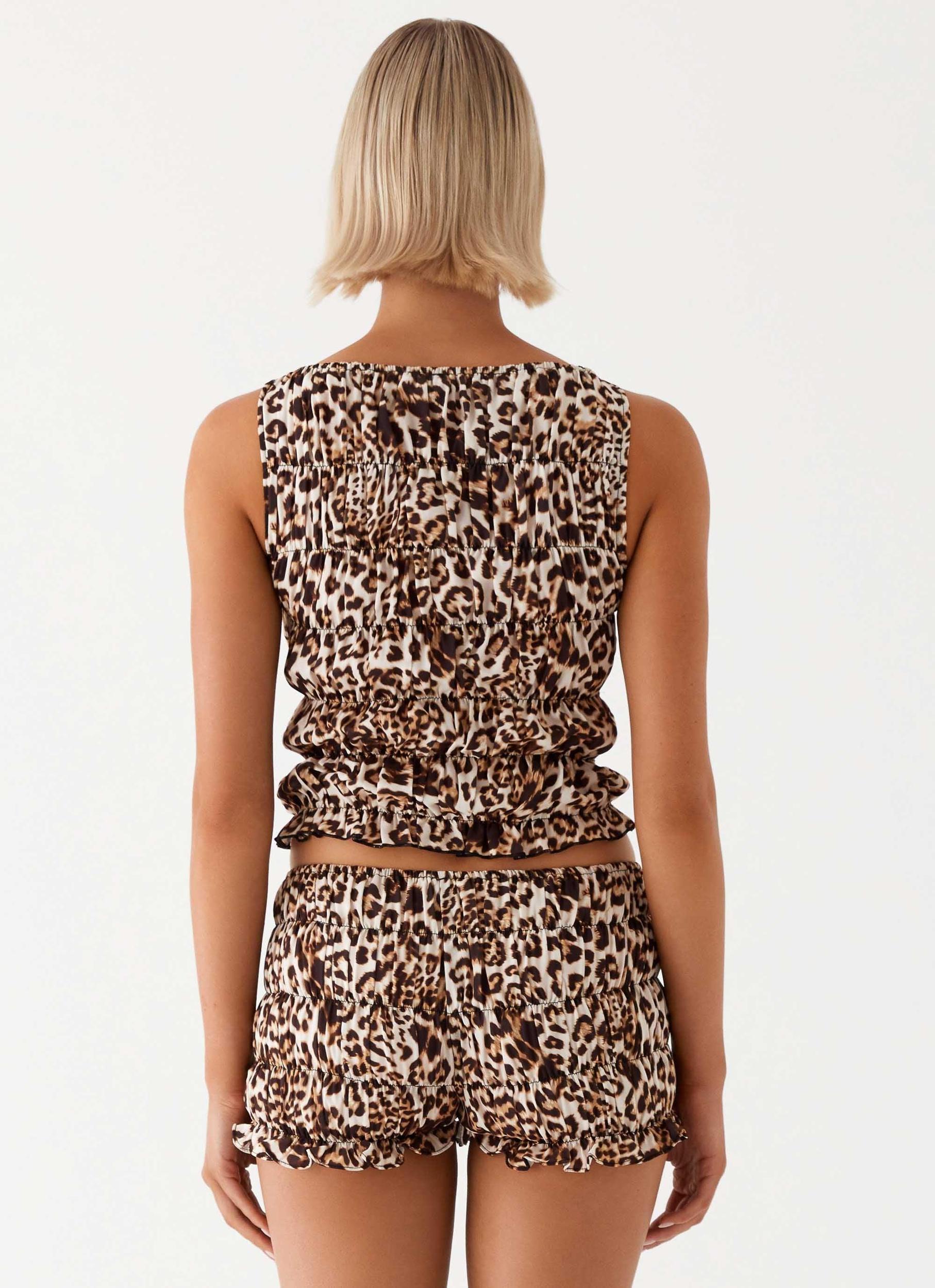 Messina Ruched Tank Top - Leopard Product Image