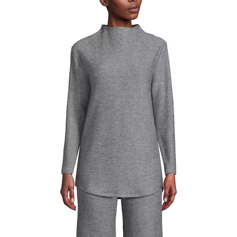 Petite Lands' End Cable Ottoman Relaxed Long Sleeve Funnel Neck Tunic, Women's,  Product Image