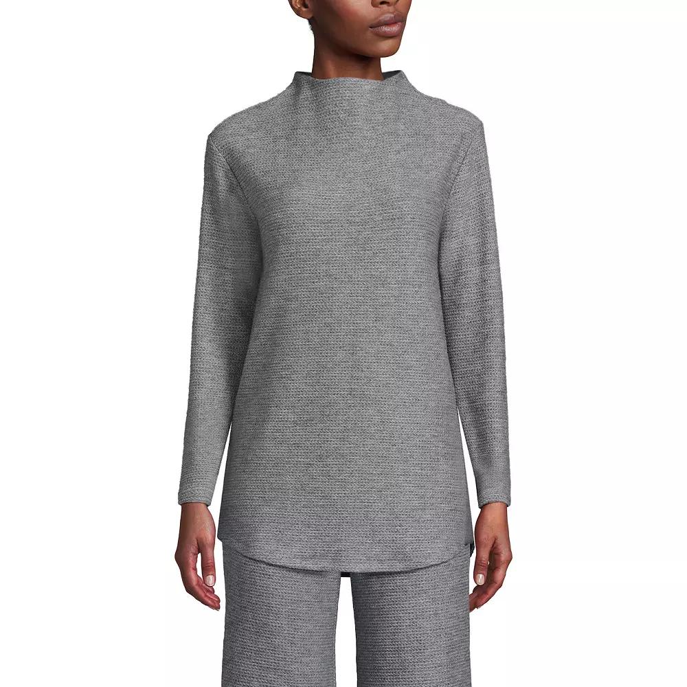 Petite Lands' End Cable Ottoman Relaxed Long Sleeve Funnel Neck Tunic, Women's,  Product Image