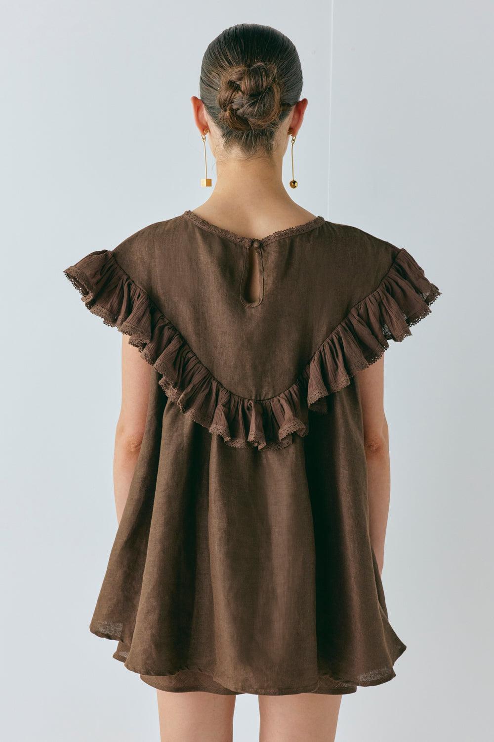 Viola Linen Tunic Chocolate Product Image