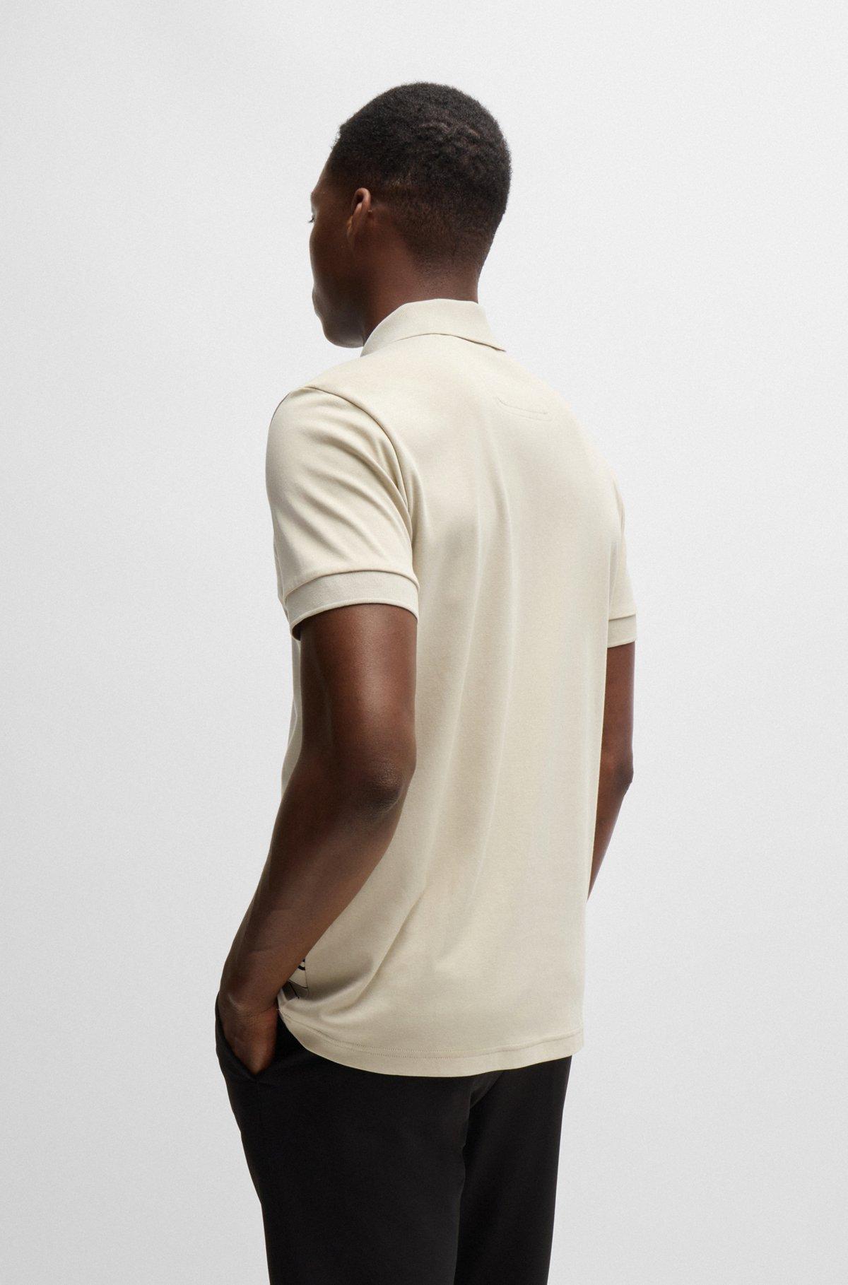 Interlock-cotton polo shirt with fineline artwork Product Image