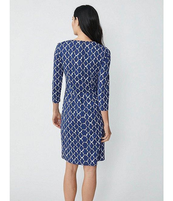 J.McLaughlin Sophia Printed Knit Round Neck 3/4 Sleeve Dress Product Image