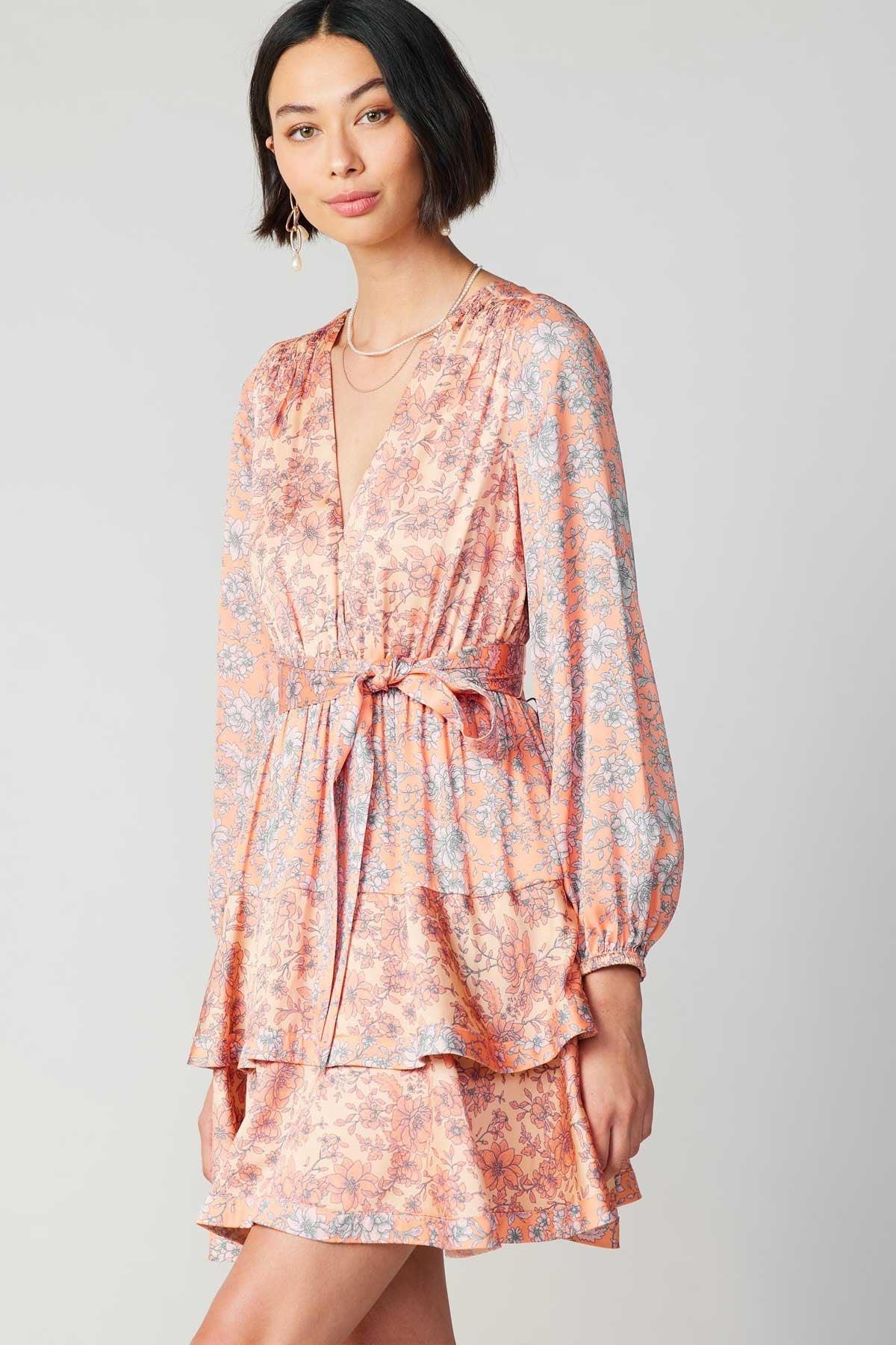 FINAL SALE April Floral Mini Dress | Coral Product Image