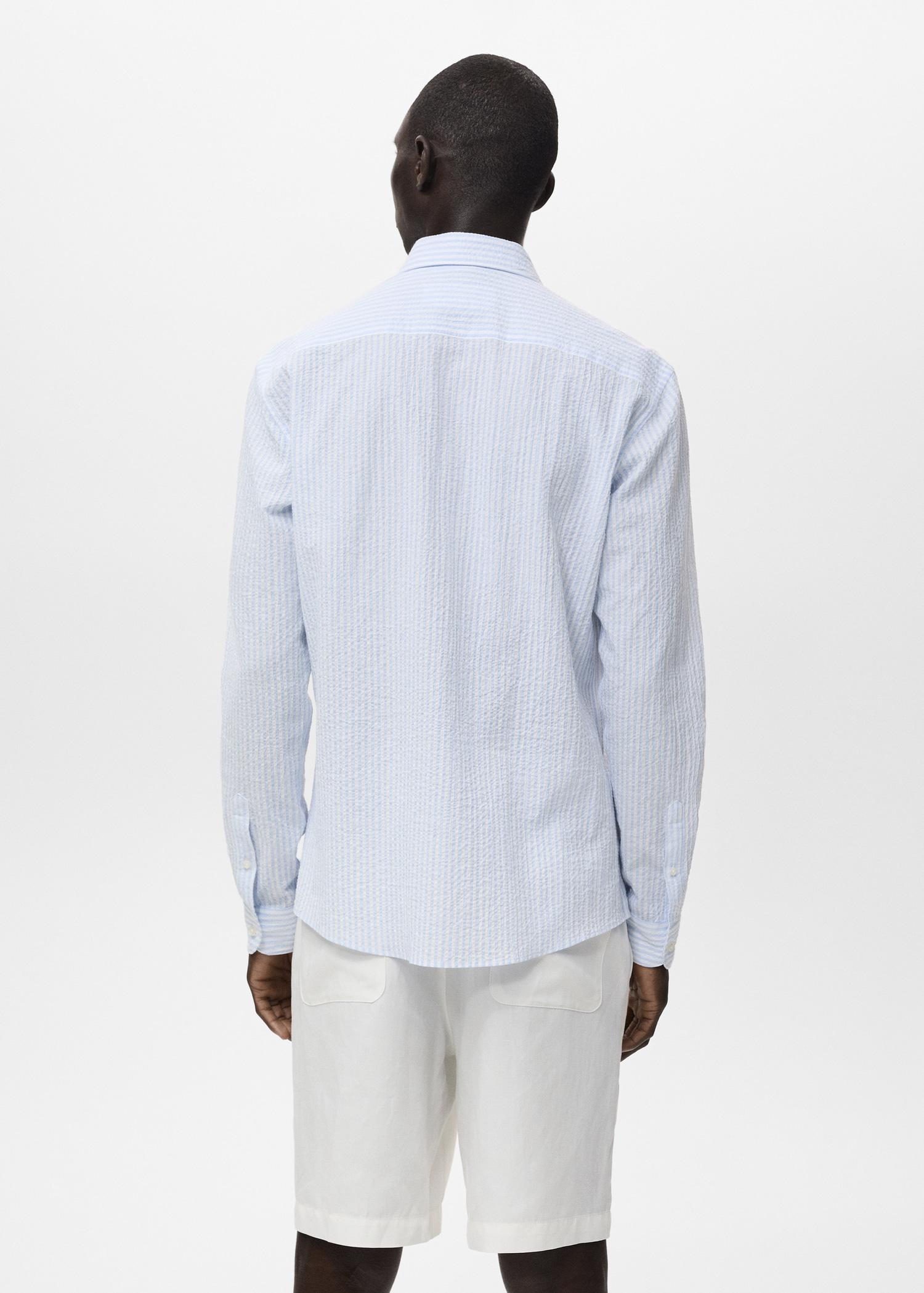 Regular-fit stripe-textured shirt - Men | MANGO USA Product Image