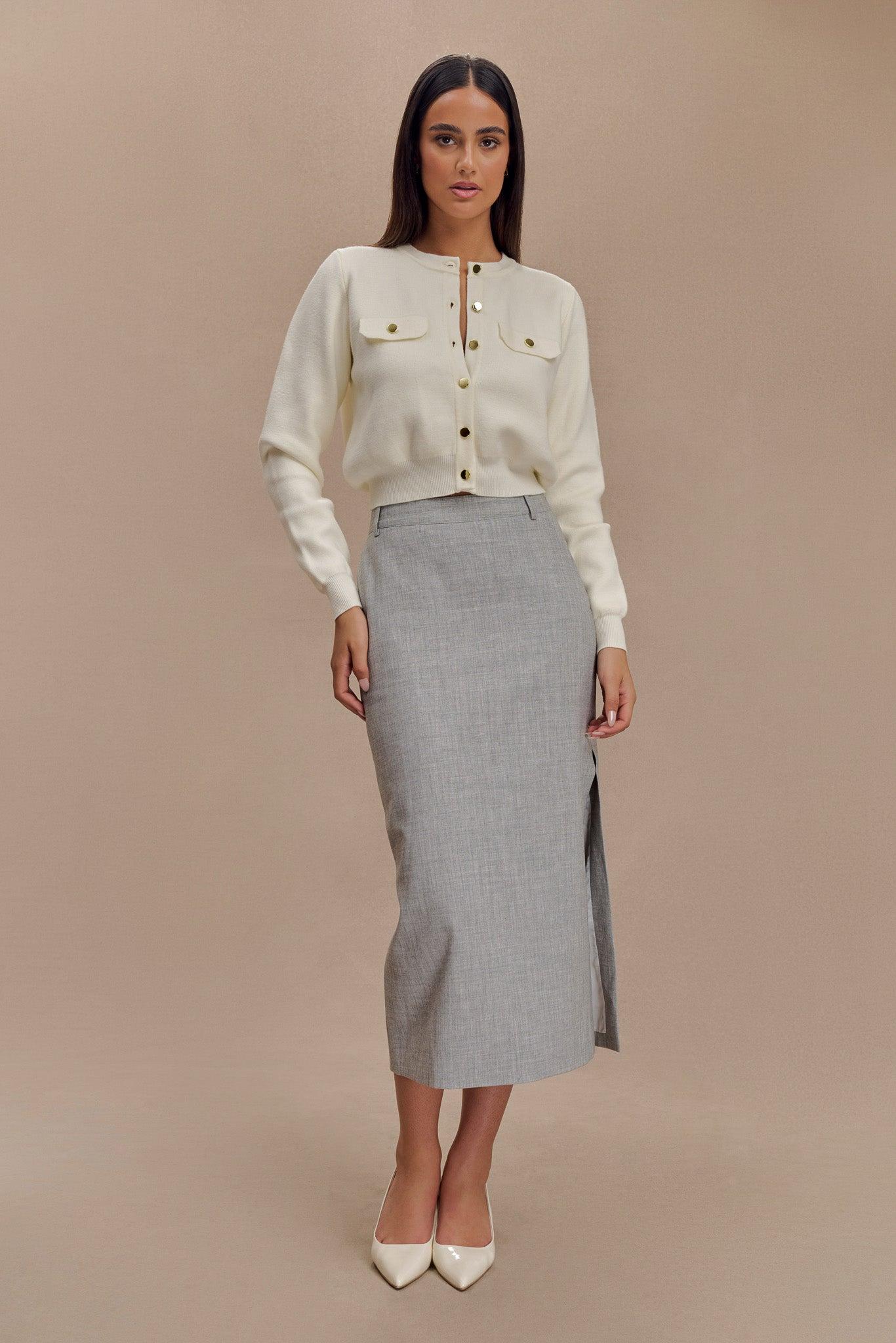 Ambrose Midi Skirt - Charcoal Marle Product Image