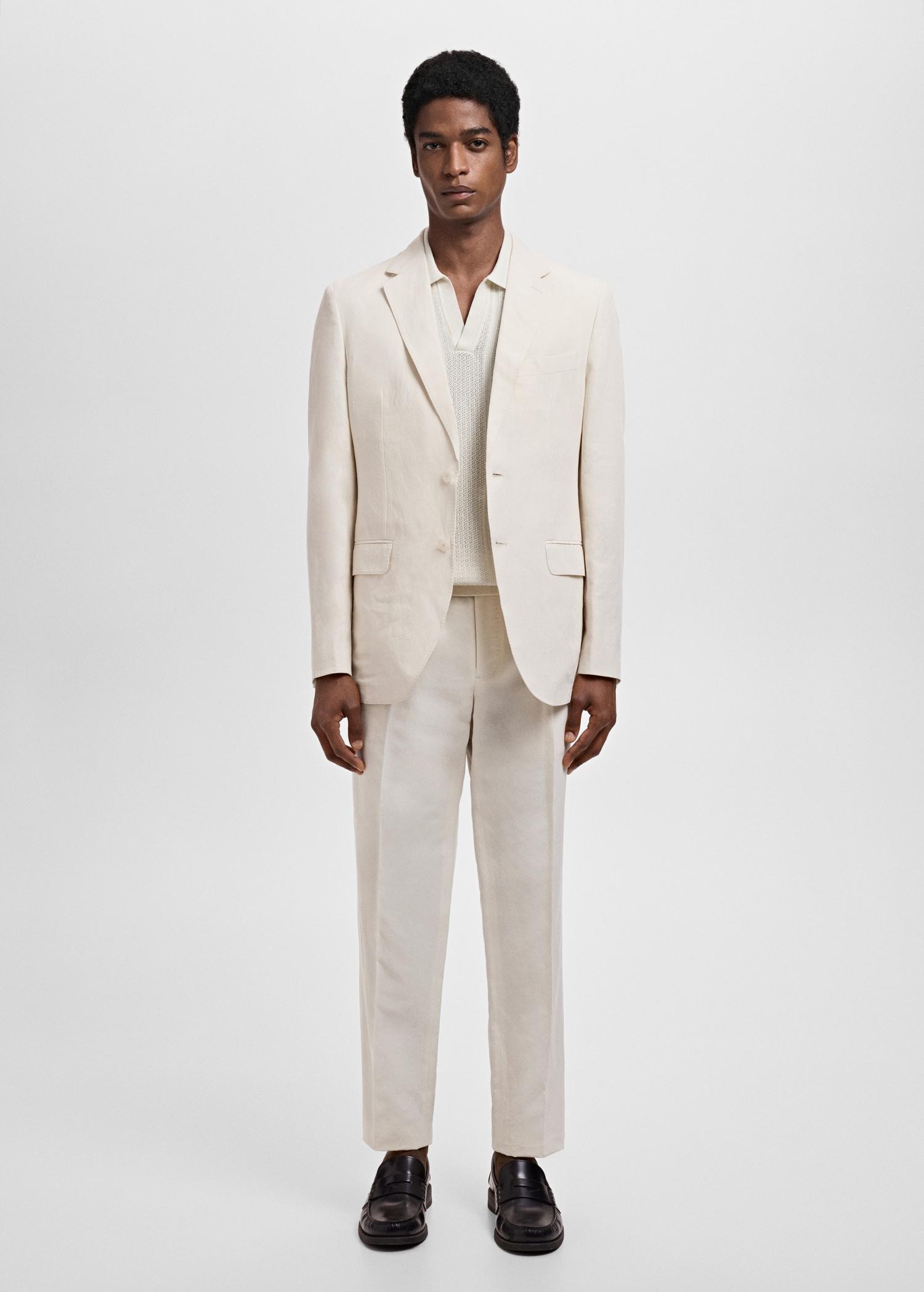 Slim-fit pleated linen pants - Men | MANGO USA Product Image