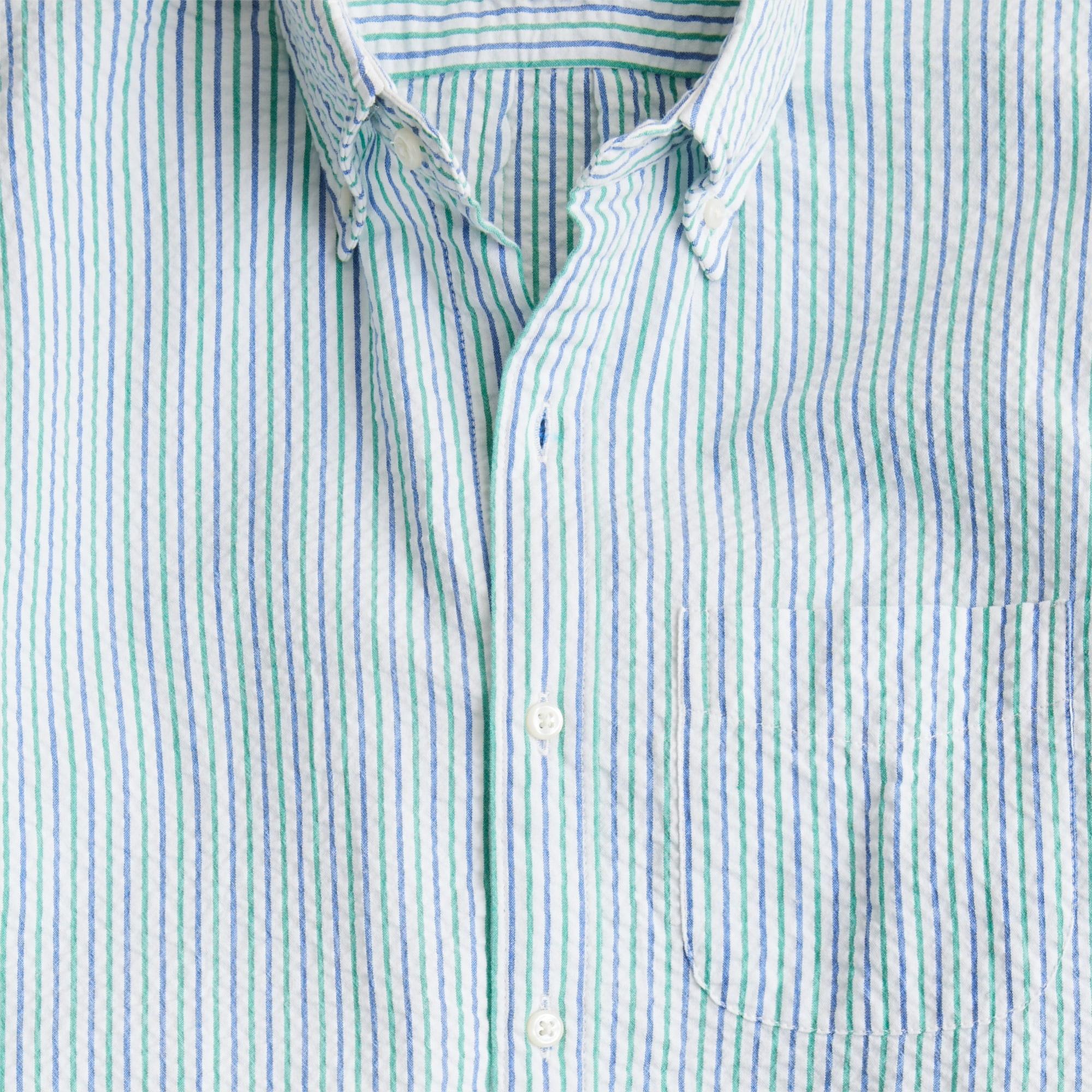 Short-sleeve yarn-dyed seersucker shirt Product Image