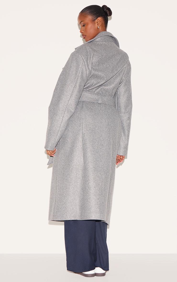 Grey Oversized Wool Look Trench Coat Product Image