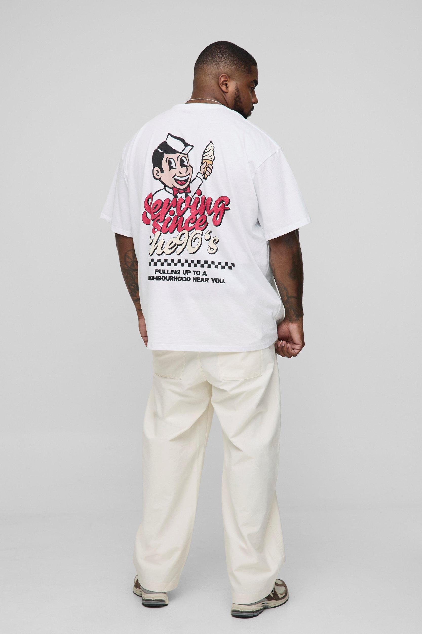 Plus Oversized Retro Serving Since The 90's Print T-Shirt | boohooMAN USA Product Image