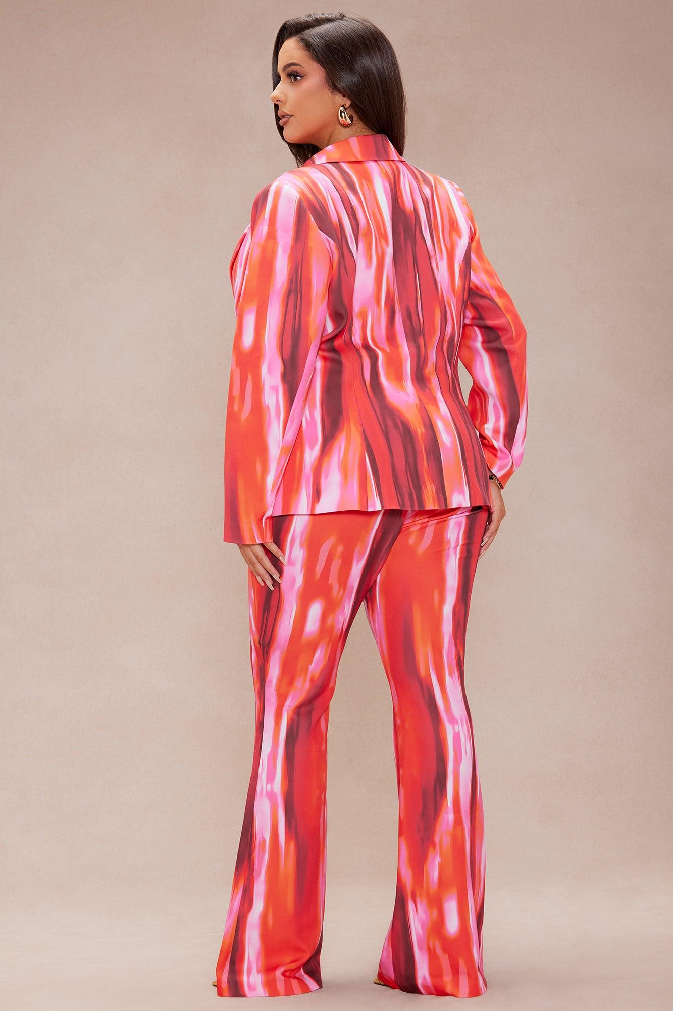 Amina Abstract Suit Set - Pink/combo Product Image