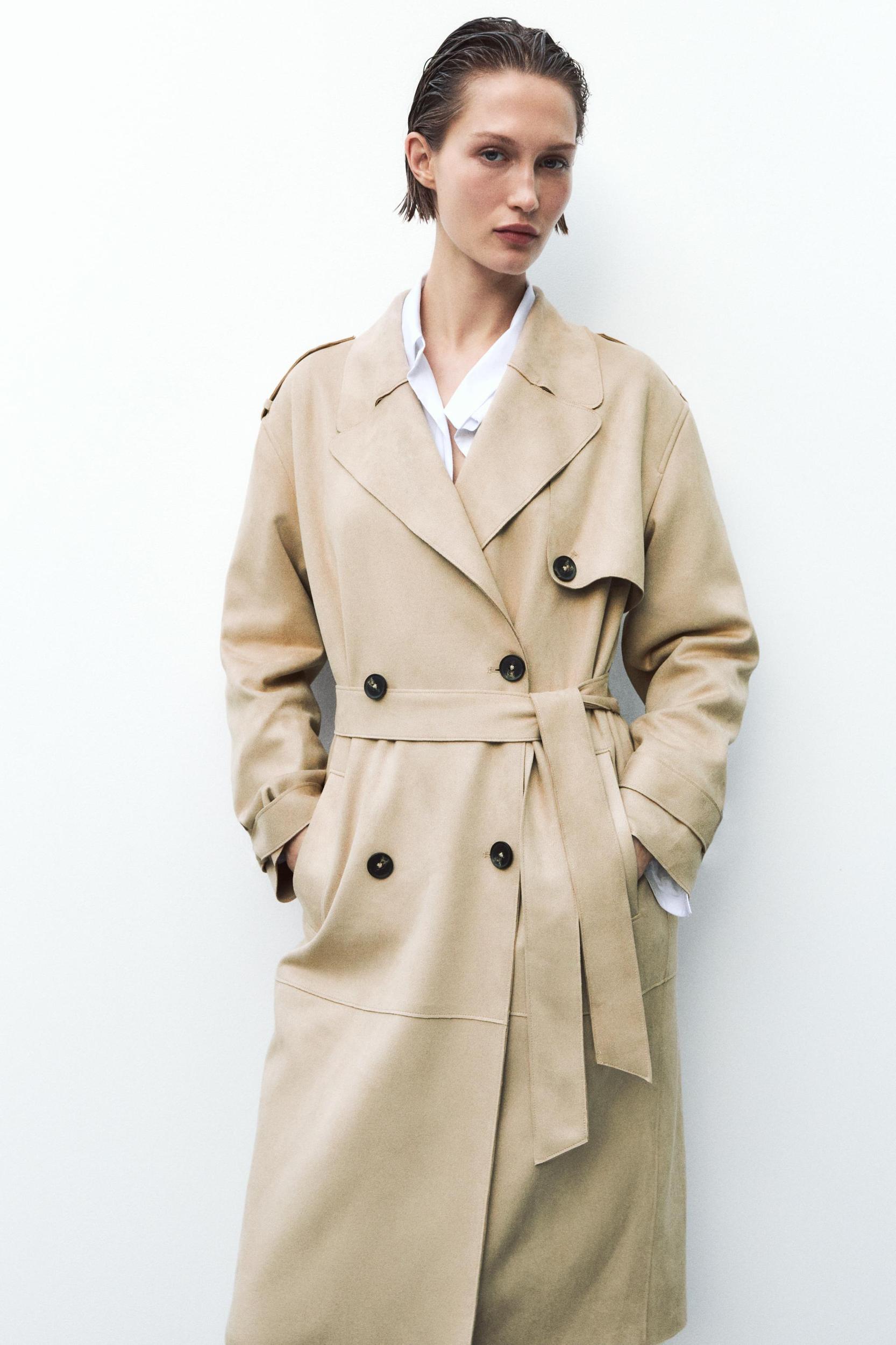 FAUX SUEDE MIDI TRENCH COAT Product Image