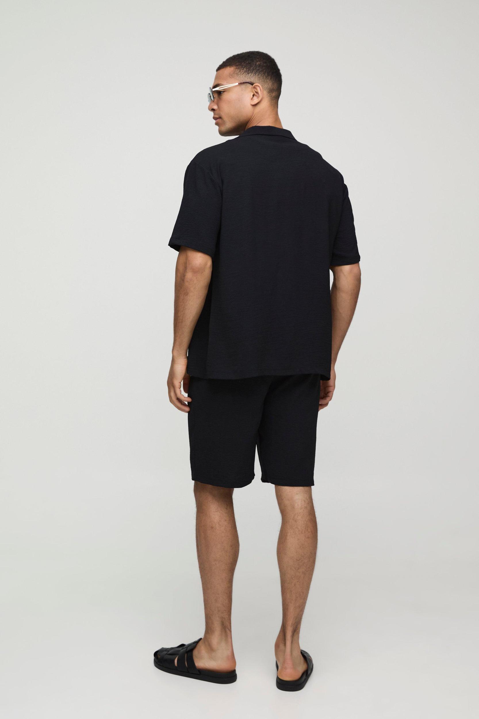 Oversized Crinkle Shirt & Relaxed Short Set | boohooMAN USA Product Image