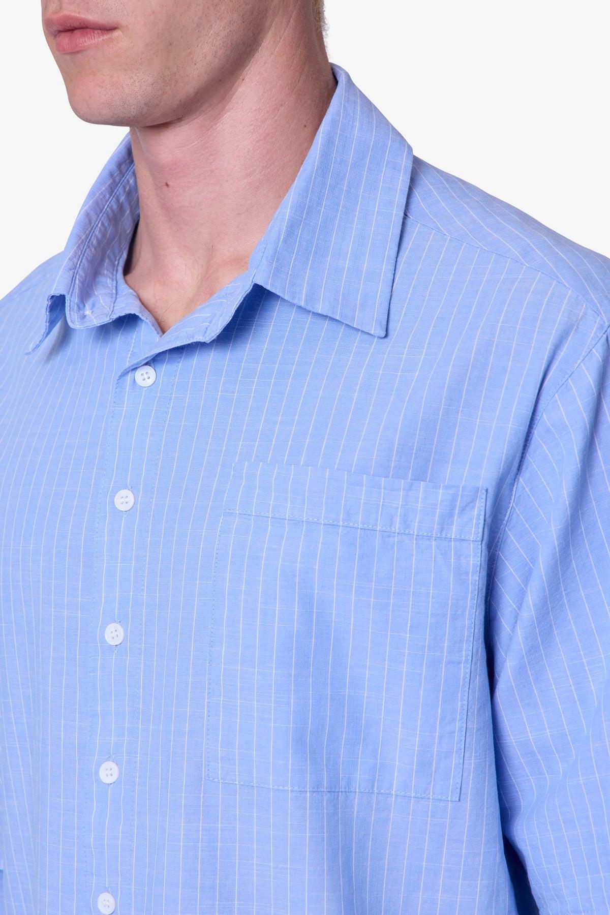 Chambray Double Layer Shirt - Blue Product Image