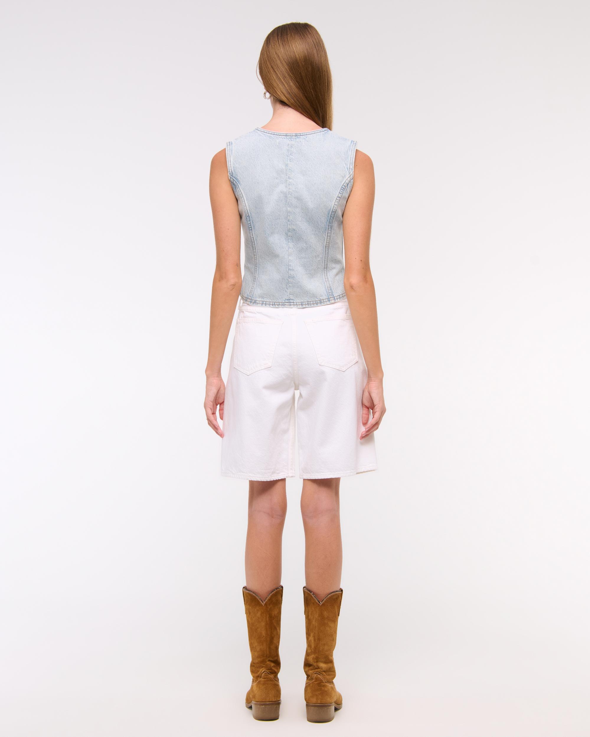 Tie-Front Denim Vest Product Image